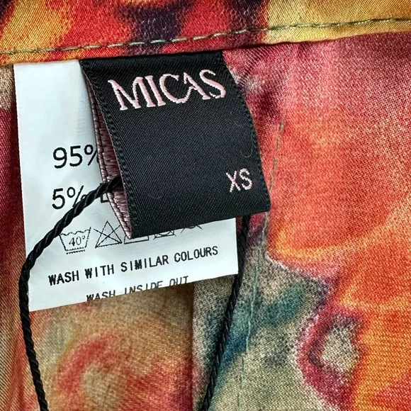 Micas Satin Front Tie Skirt Multicolor Size XS Maxi Abstract Marble Sarong - Picture 4 of 6